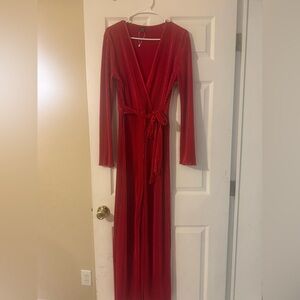 SHEIN Vibrant Red Ribbed Dress